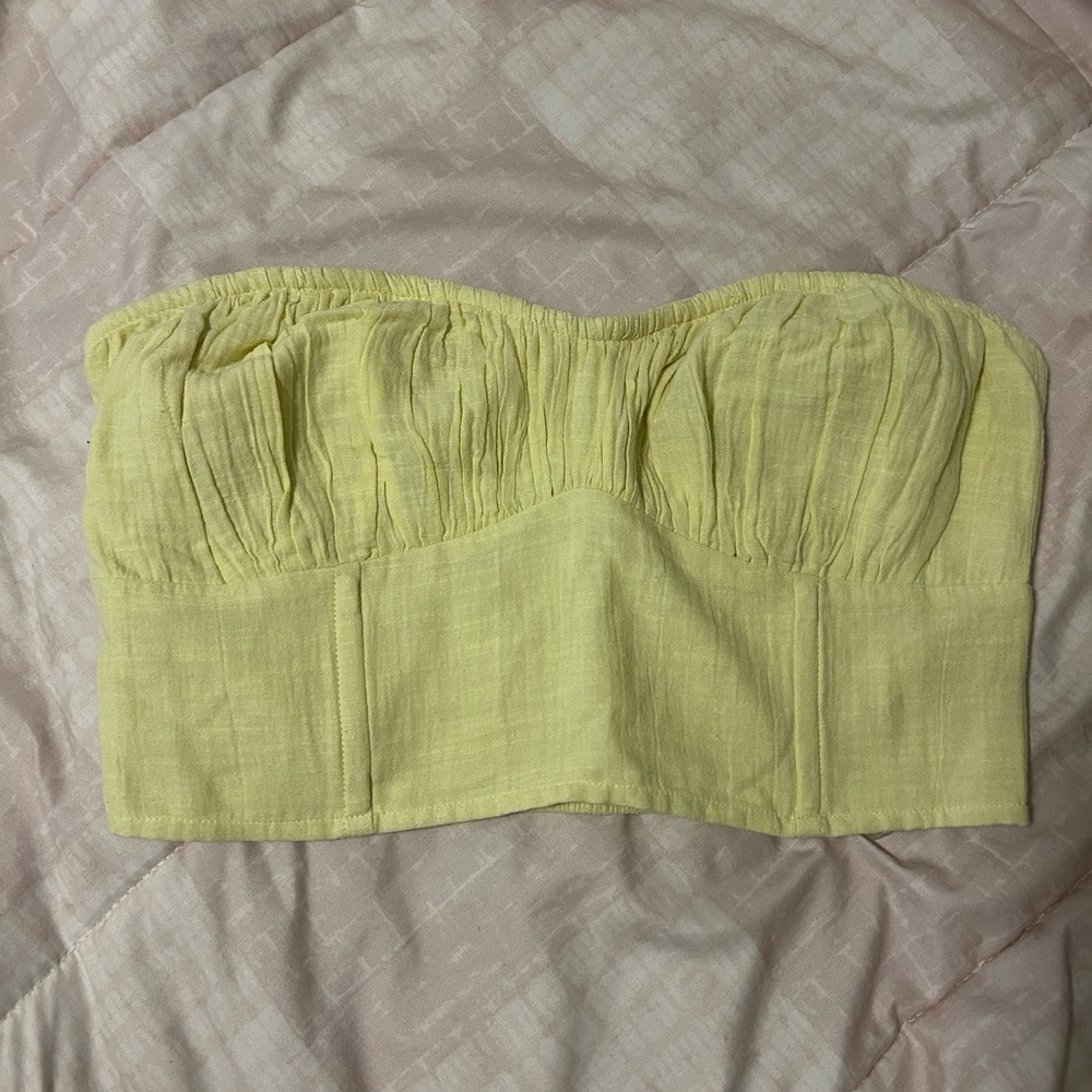 Yellow Strapless Top
